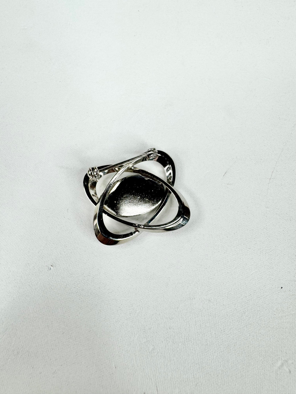 Silver Toned Abalone Shell Abstract Brooch
