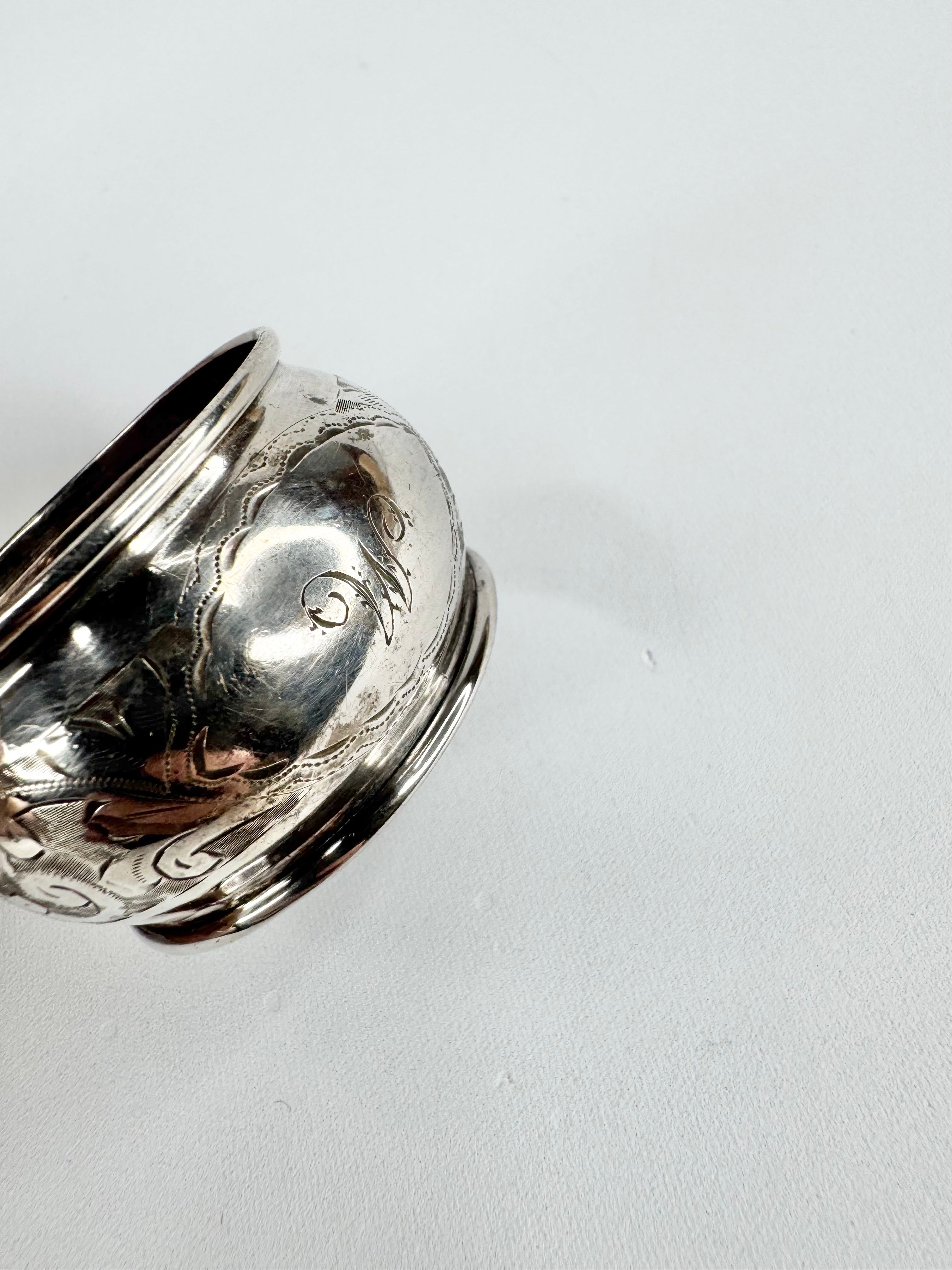 Antique Chester J Aikin English Silver Filigree Napkin Ring