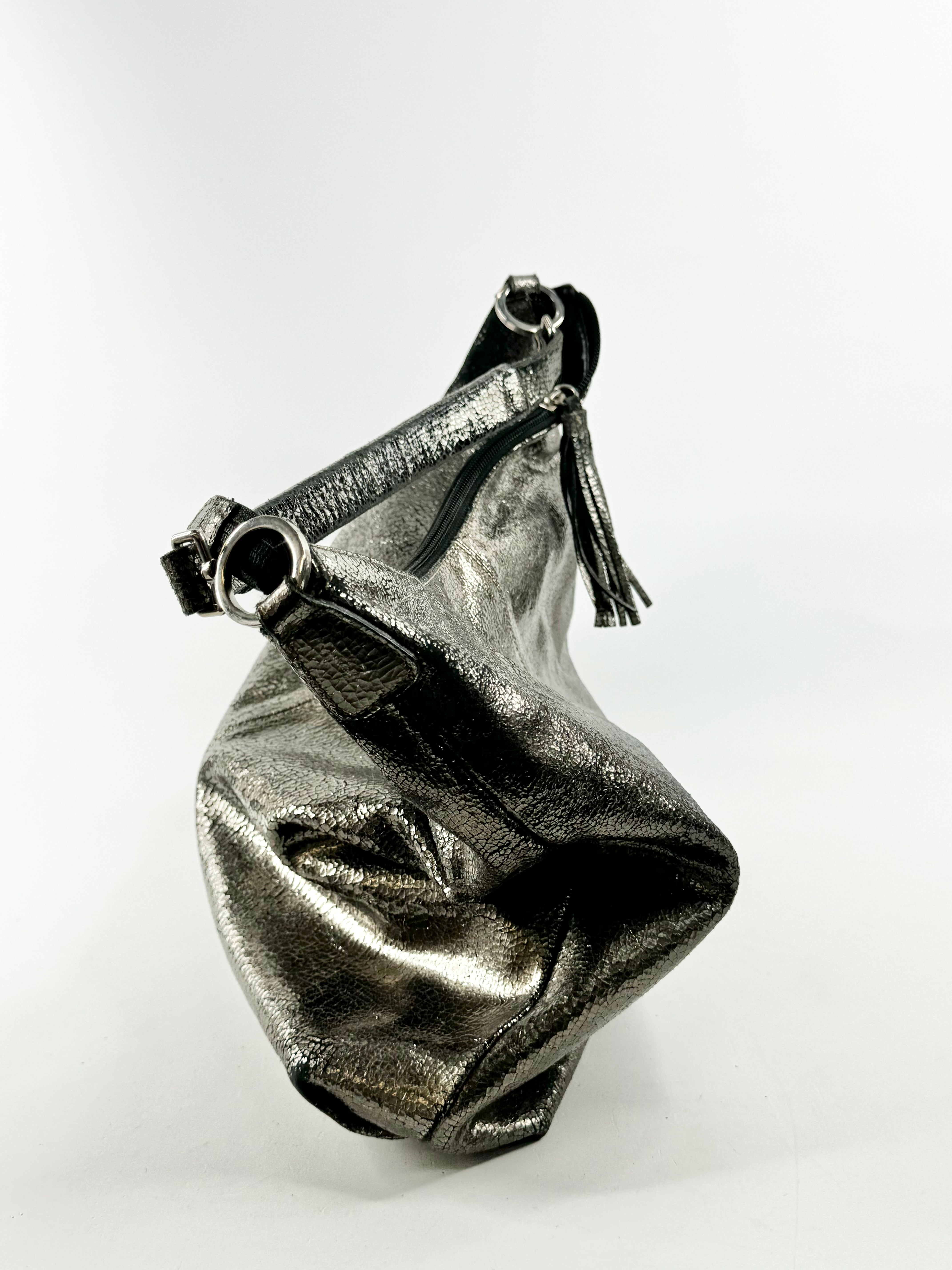 Metallic Crinkle Shoulder Bag