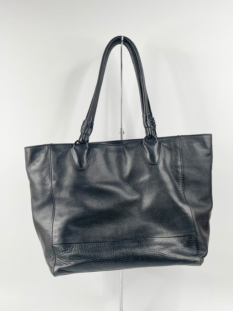 Mimco Black Grained Leather Tote Bag