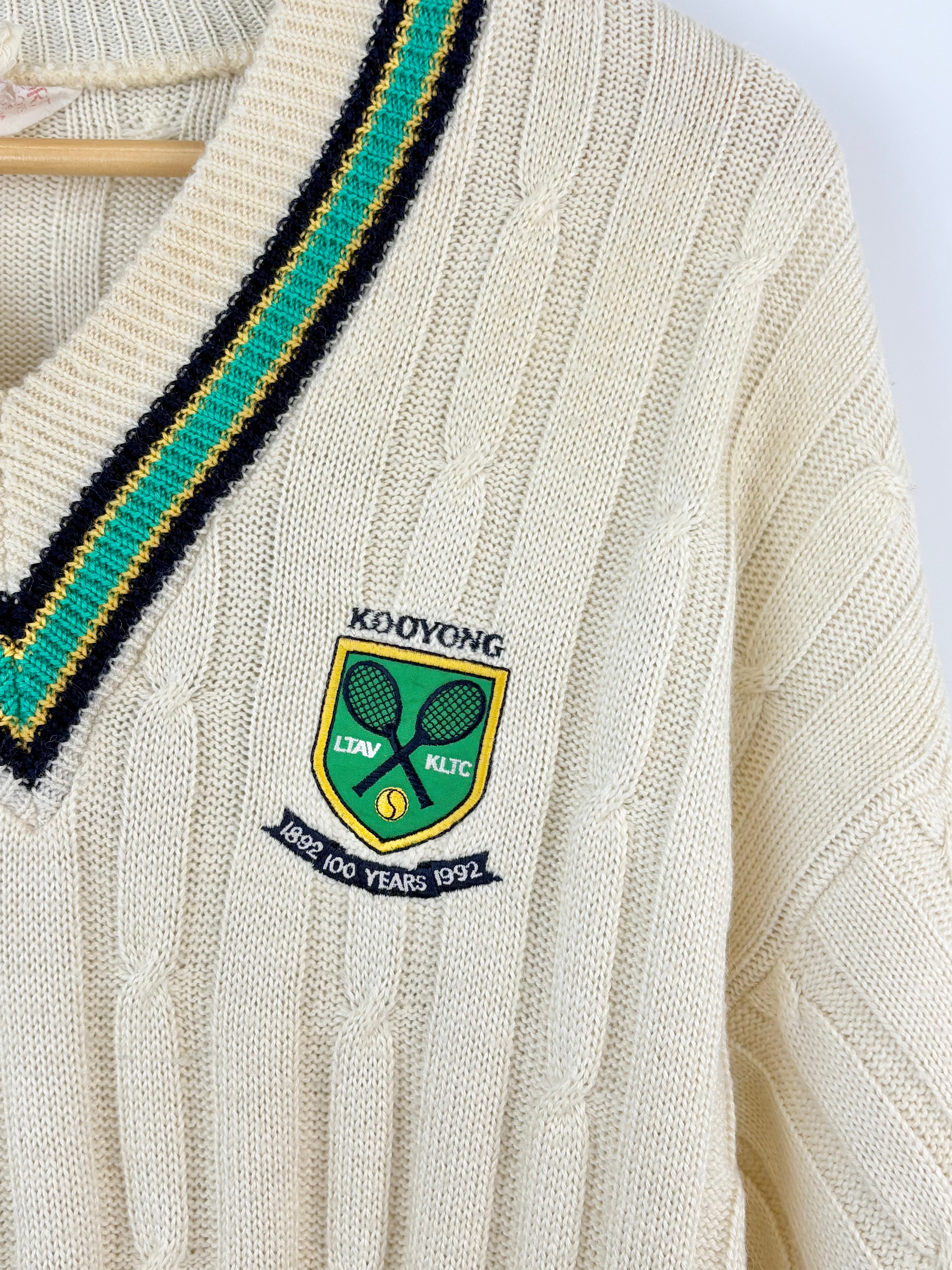 1992 Vintage Centenary Kooyong Tennis Club Cable-Knit Sweater - XL