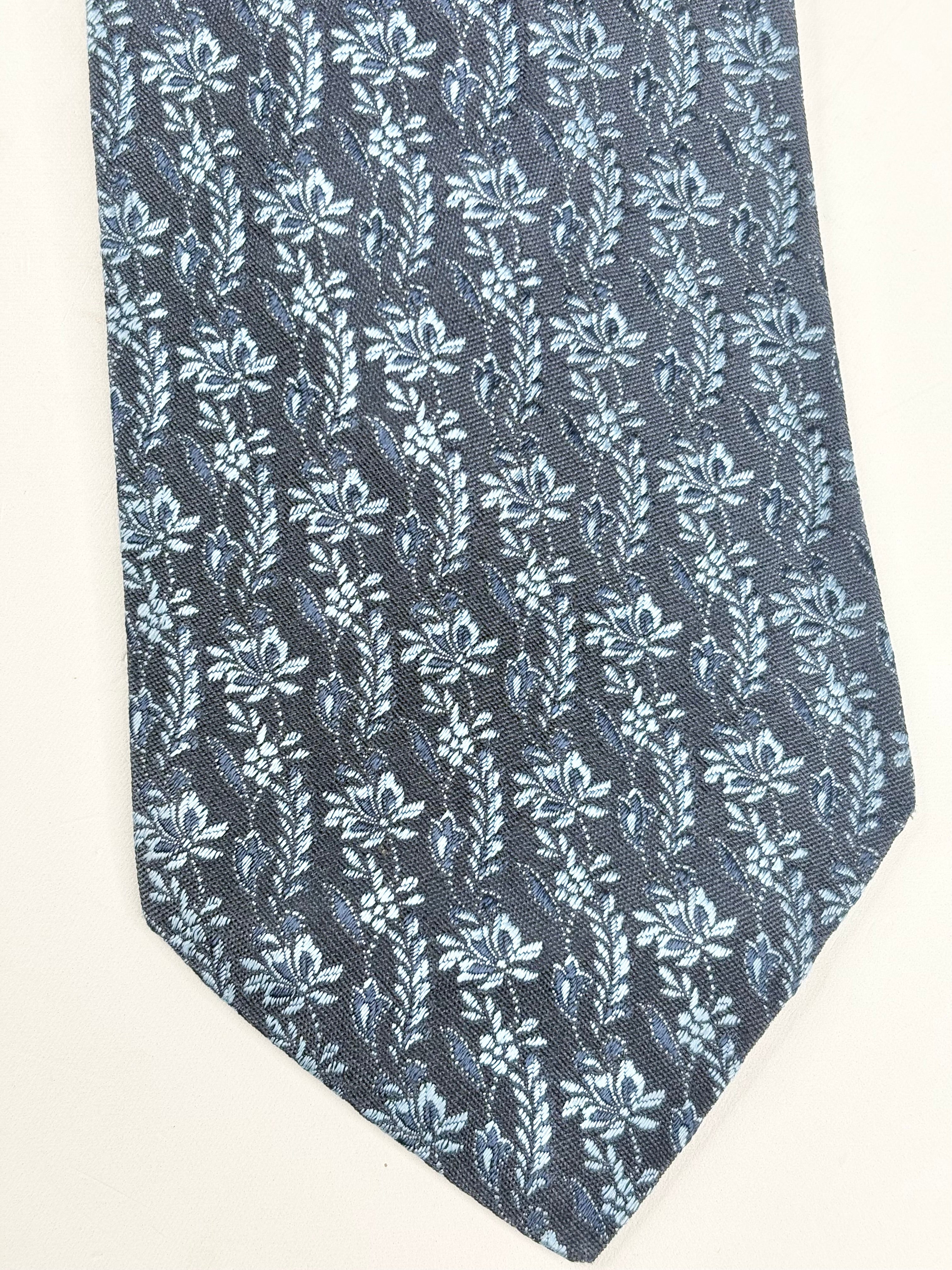 Vintage Pierre Balmain Paris Navy Blue Floral Silk tie