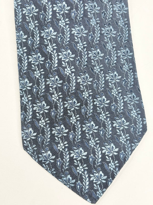 Vintage Pierre Balmain Paris Navy Blue Floral Silk tie