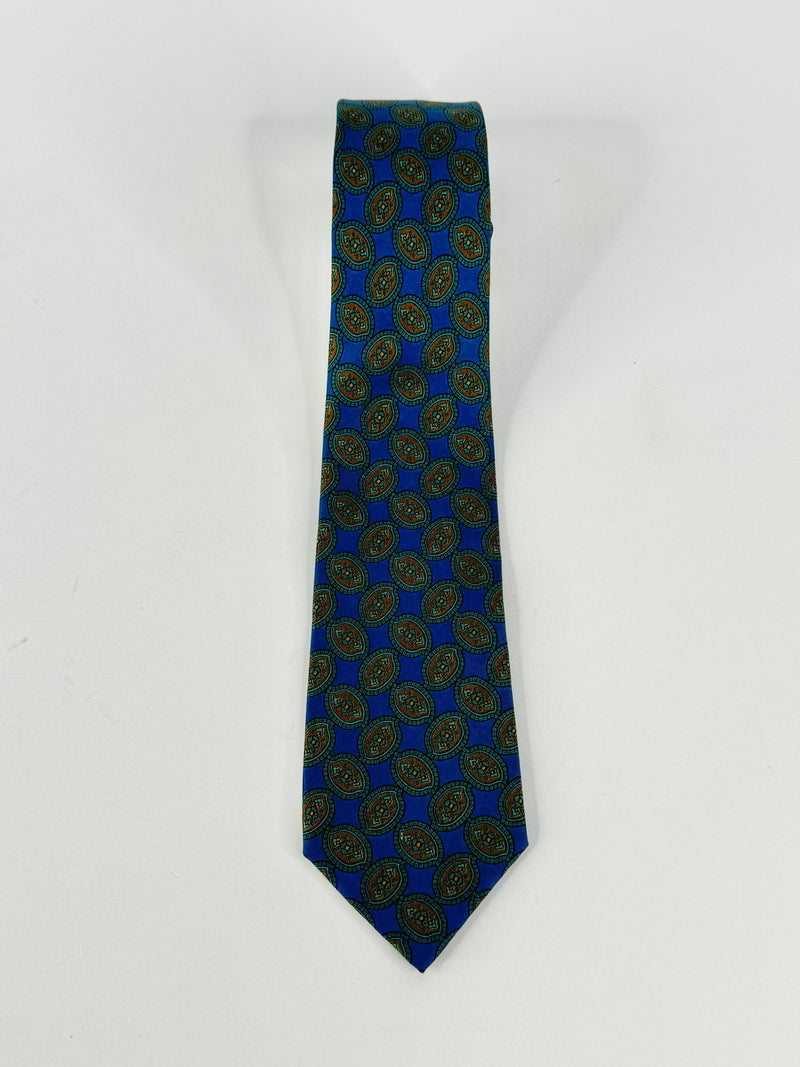 Vintage Balenciaga Blue Patterned Silk Tie