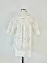 Hunky Dory White Semi Sheer Lace Peasant Top - AU8/10