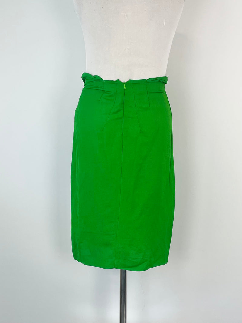 Cédric Charlier Emerald Green Knotted Midi Skirt - AU14