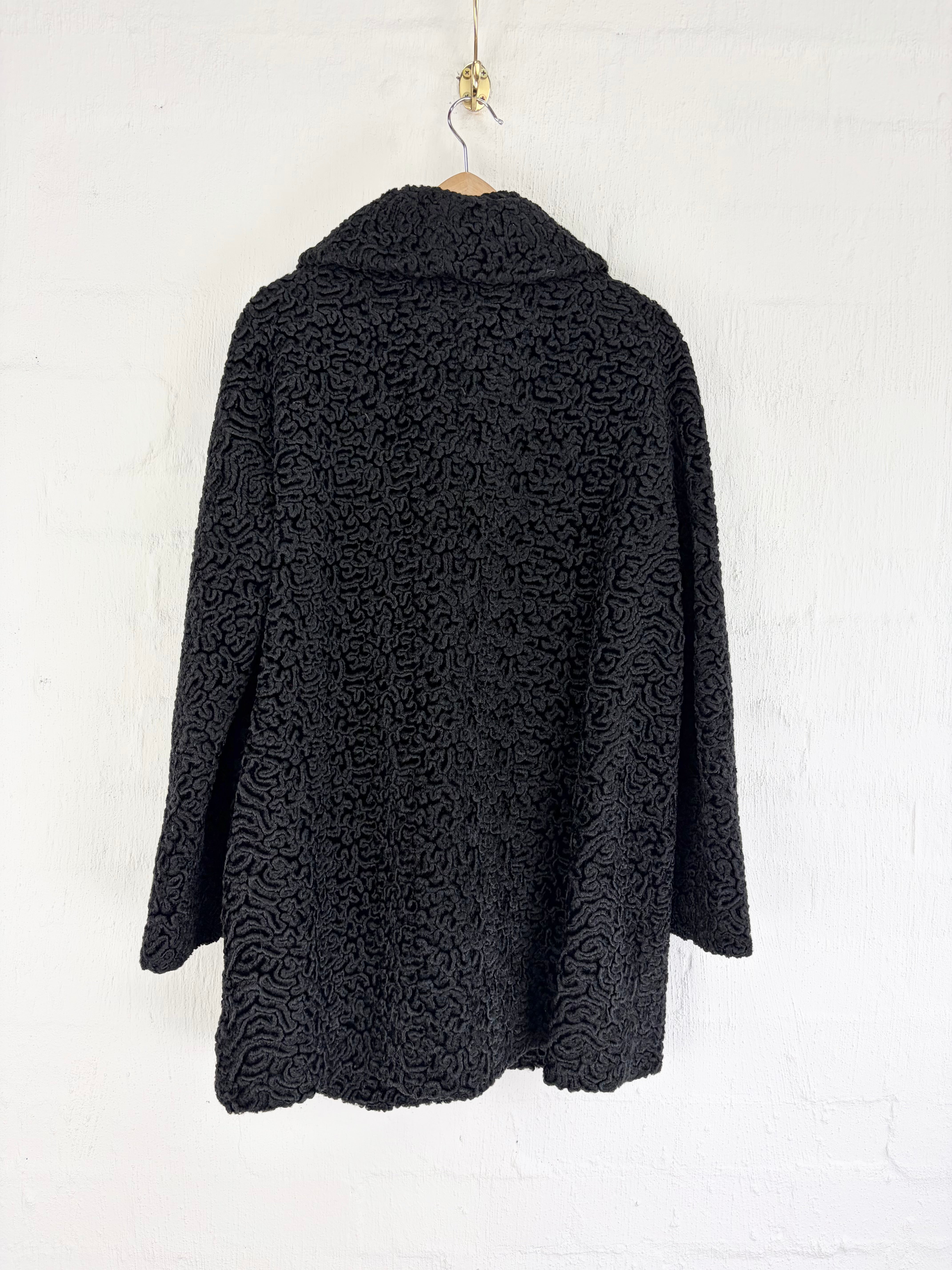 Vintage F. Rees Black Astrakhan Coat - AU12/14