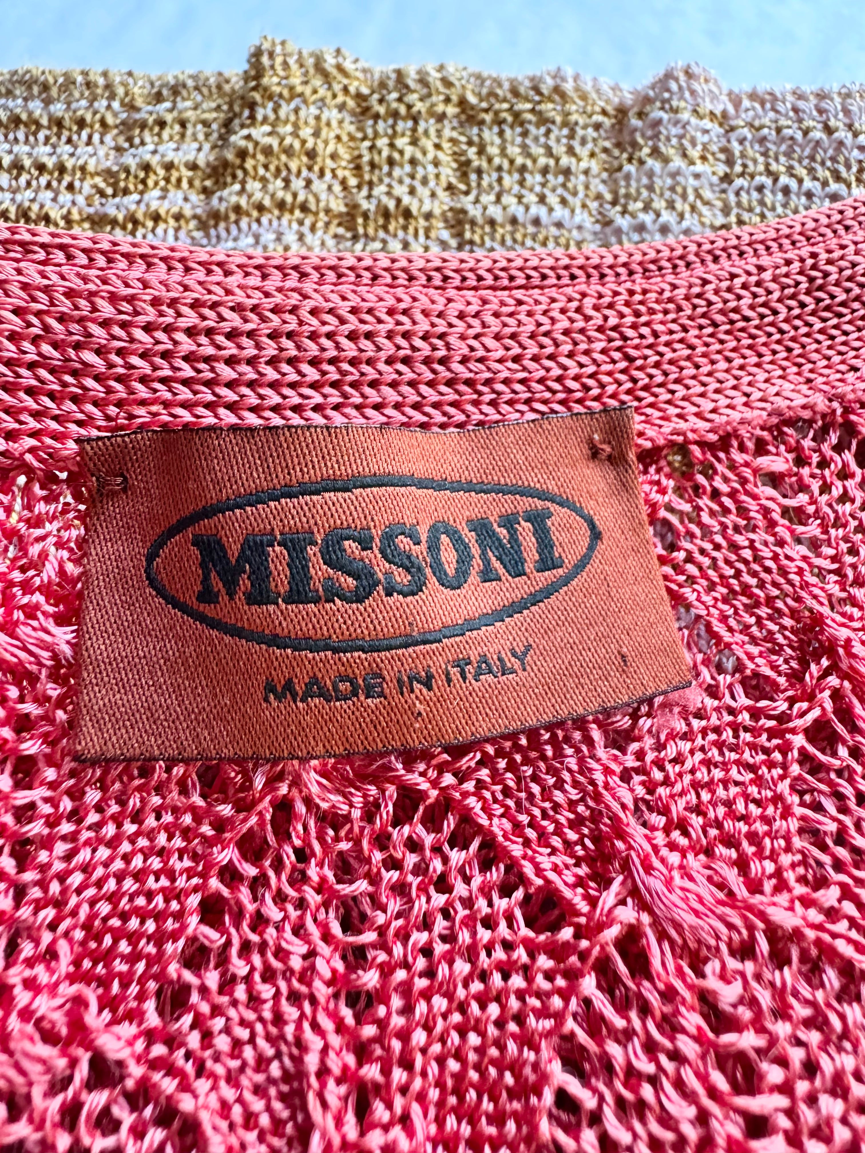 Missoni Dark Coral Scallop Pattern Knit Shirt Sleeve Button Up - AU10/12