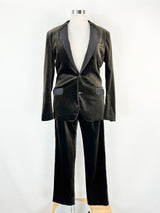 Dolce & Gabbana Wood Deep Brown Velvet Suit - 50