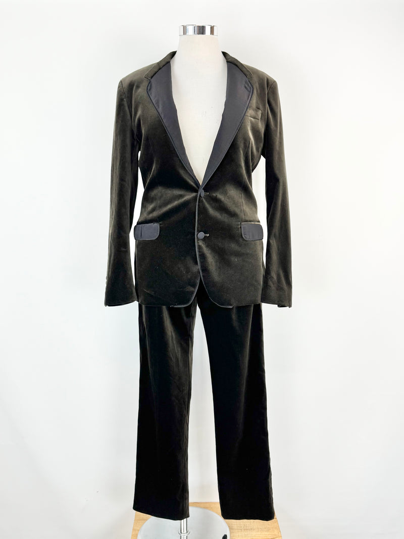 Dolce & Gabbana Wood Deep Brown Velvet Suit - 50