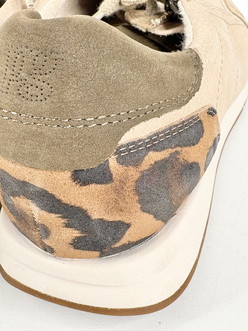Paul Green Tan Suede & Animal-Print Sneakers - EU42