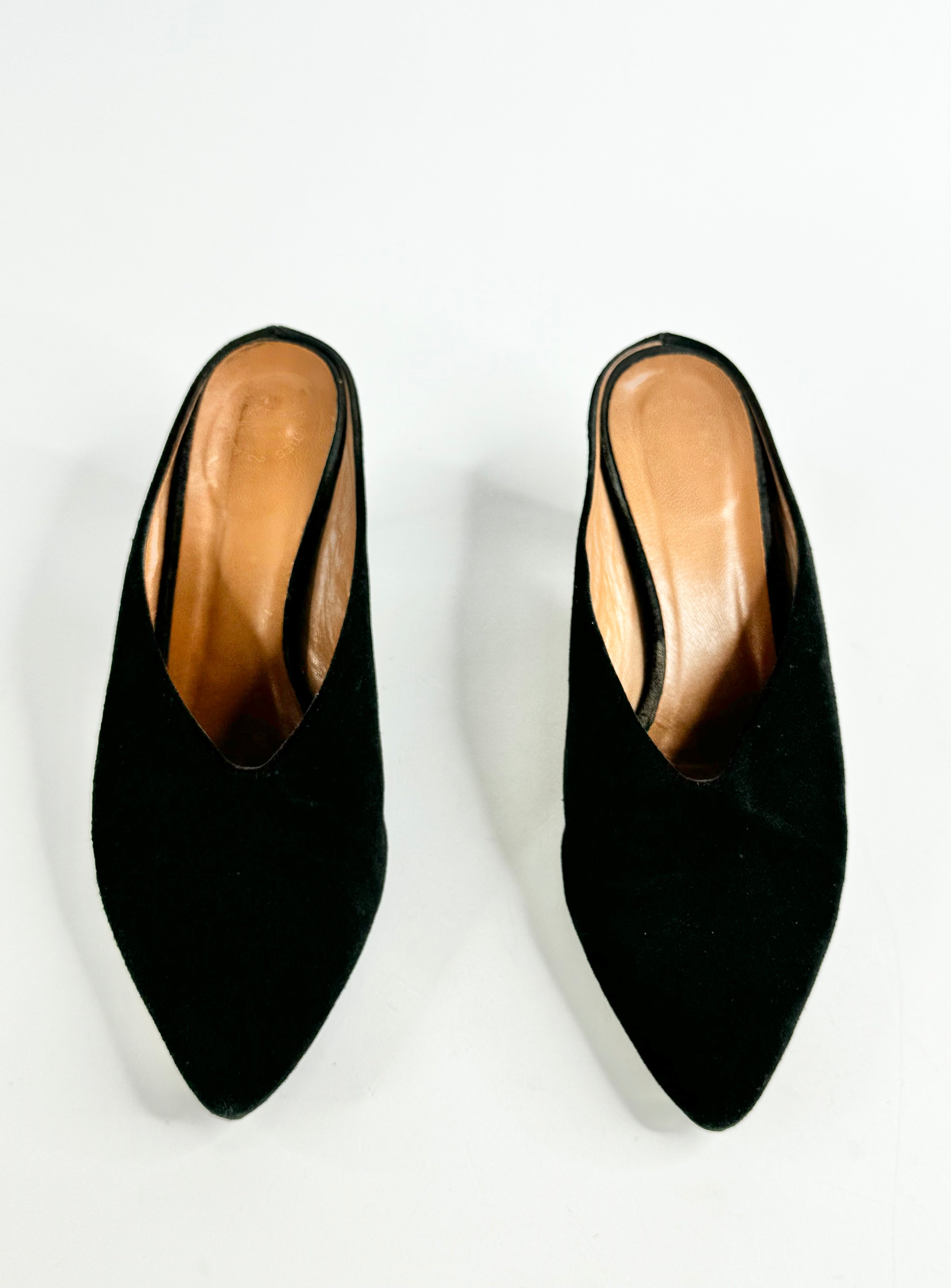 Vintage Black Suede Mules - EU39