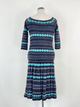 Emporio Armani Sparkling Blue & Purple Mohair-Blend Dress - AU10/12