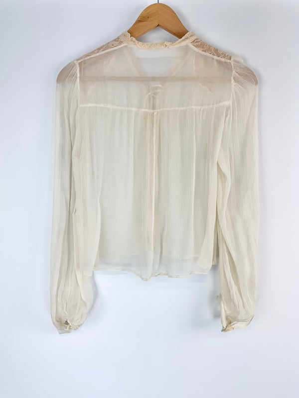 Vintage M. J. Turnball Sheer White Silk Tie Top - AU8
