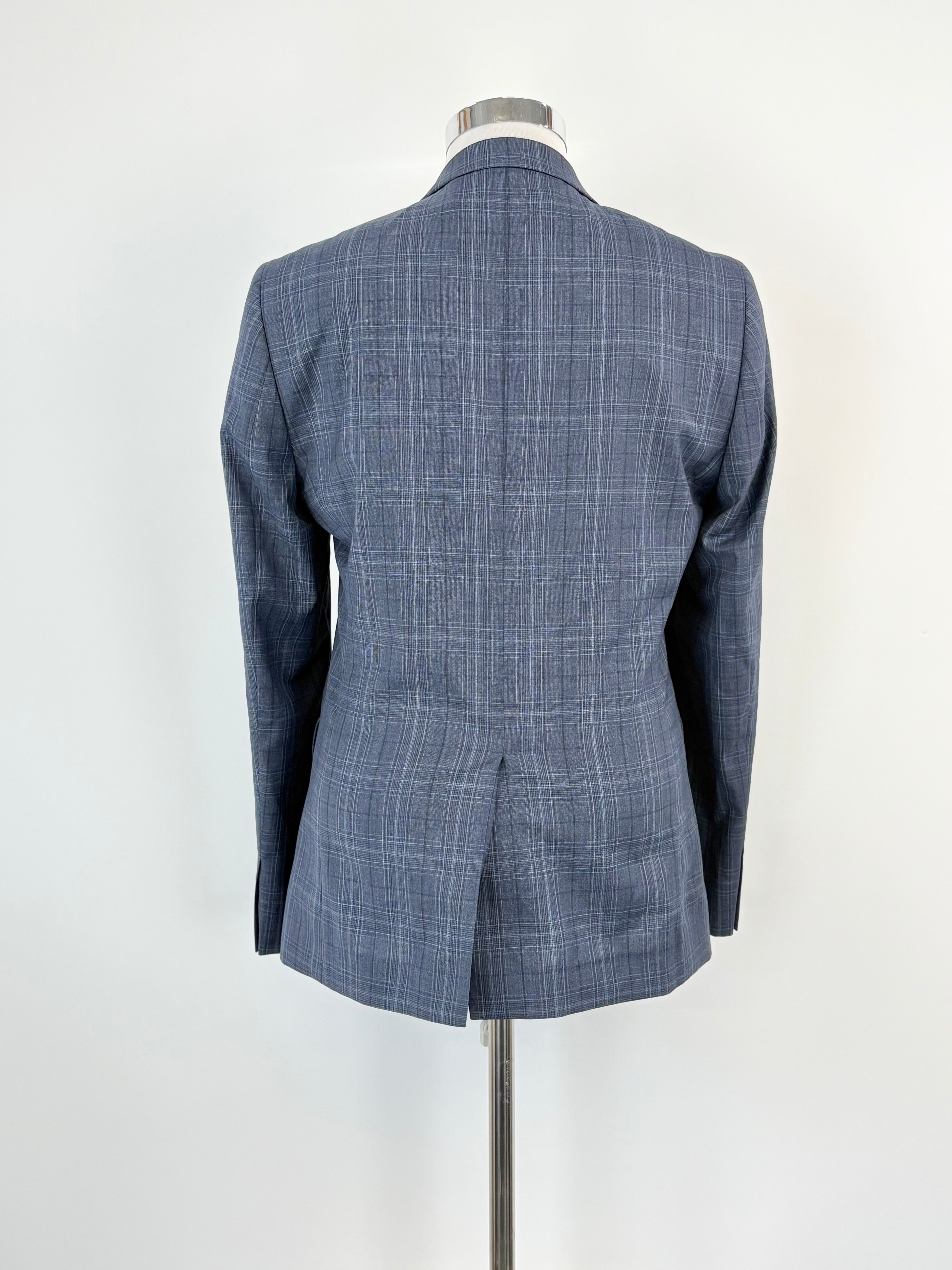 Simon Carter Navy Blue Check Wool-Blend Jacket - 40R