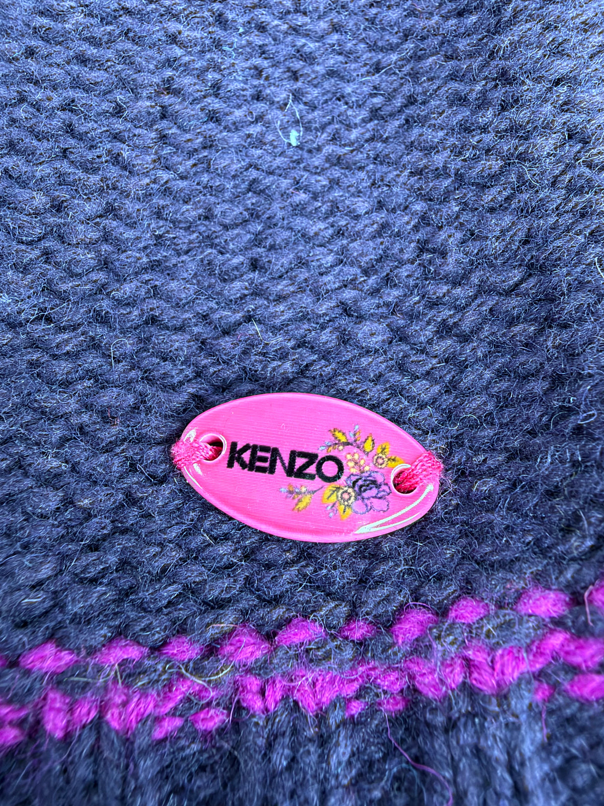Kenzo Kids Blue, Purple & Pink Striped Long Sleeve Wool Blend Dress - AU4/6