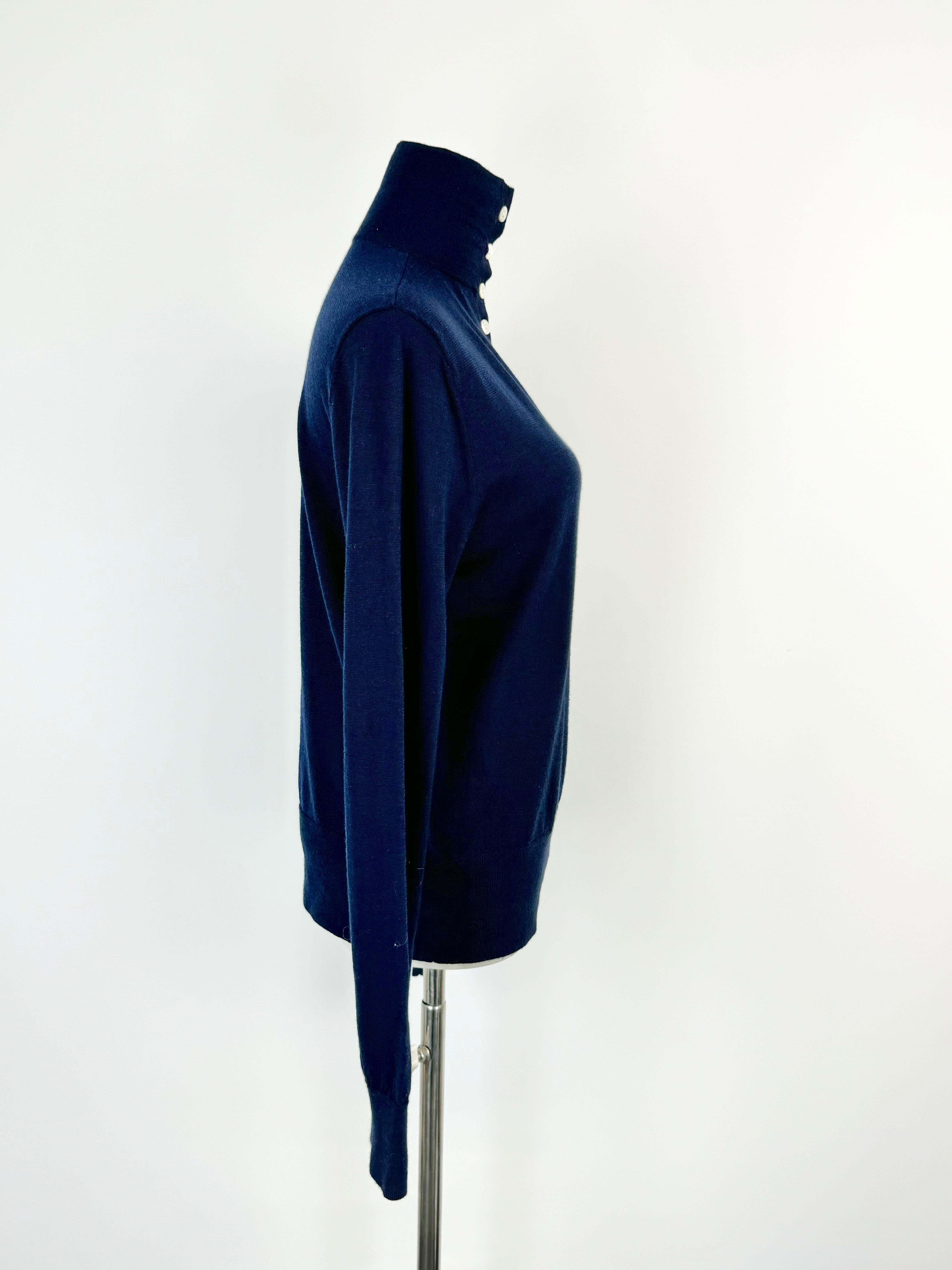 Bassike Knits Navy Merino Wool Skivvy - AU10