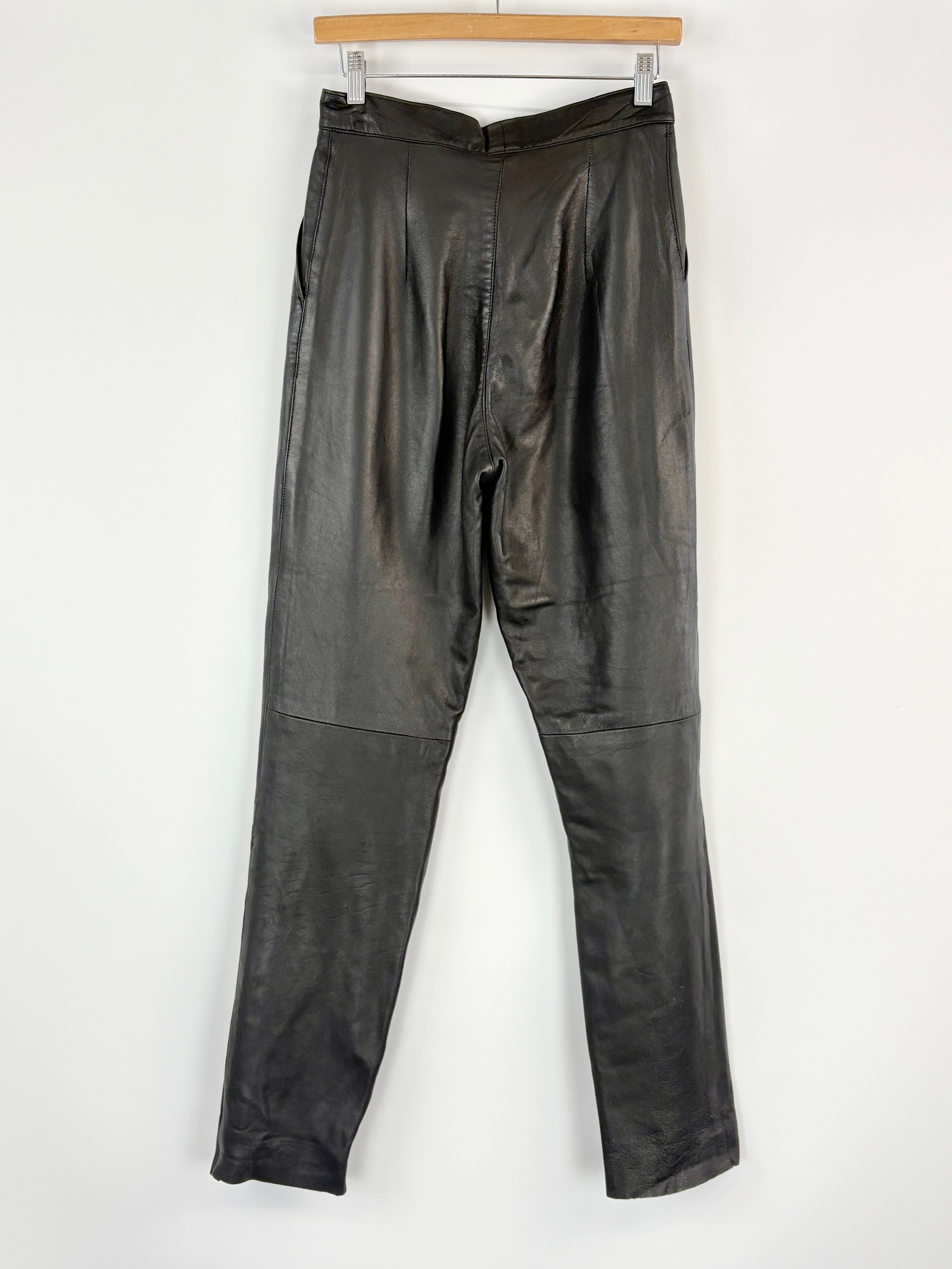 Vintage Black Leather Balloon-Leg Pants - AU8/10