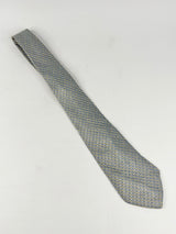 Vintage 90s Charvet Metallic Grey & Yellow Patterned Silk Tie