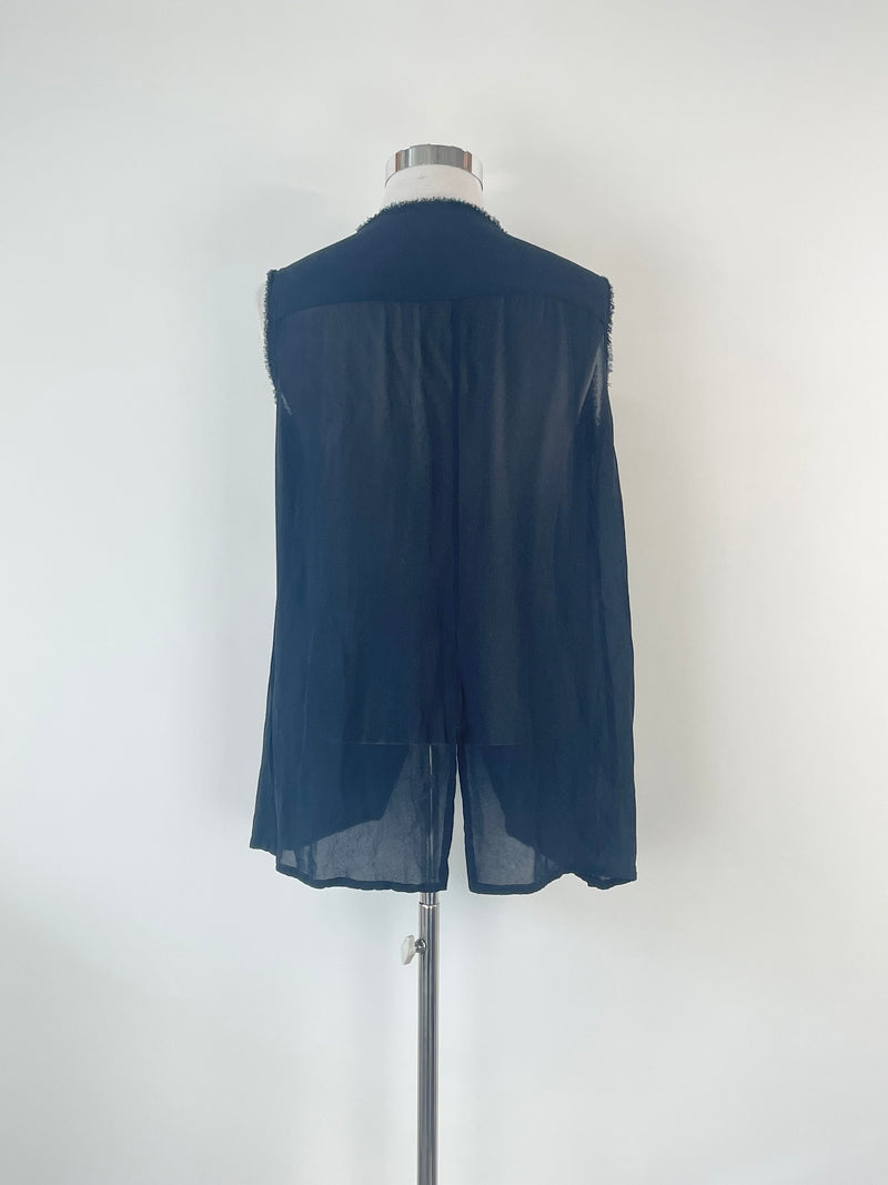 MM Sohn Navy Blue Sequined Sleeveless Top - AU12/14