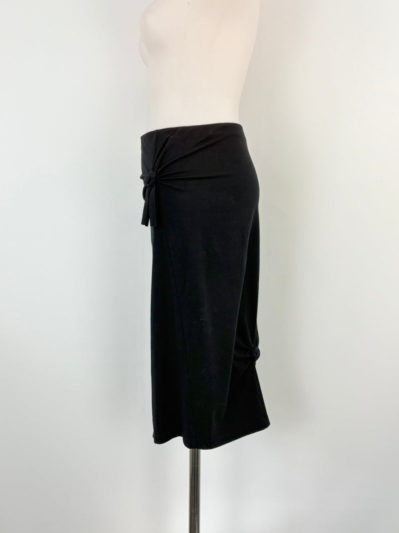 Helmut Lang Stretchy Black Knot-Detail Midi Skirt - AU8