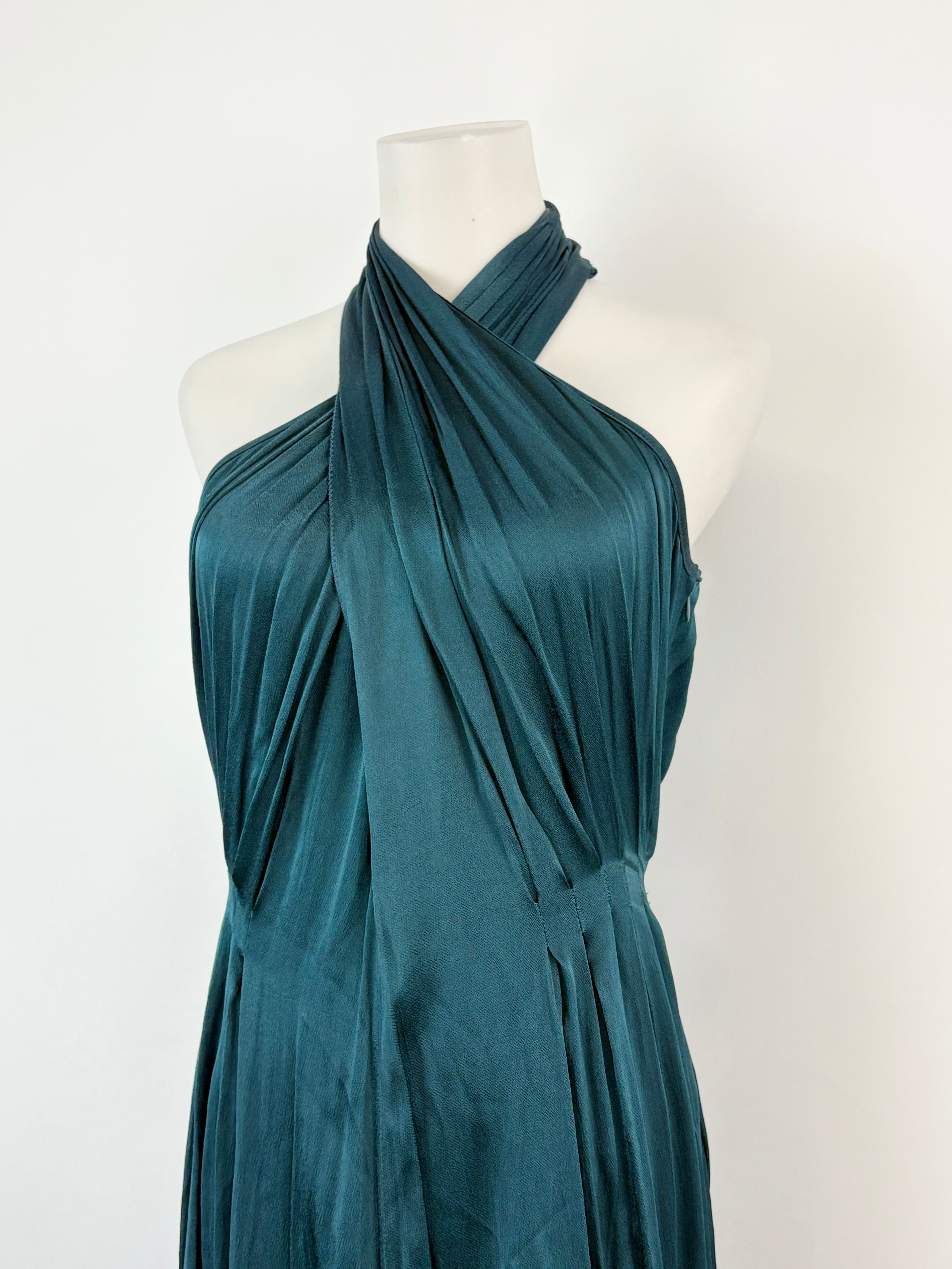 L'Agence Prussian Blue Cross-Strap Halter Neck Gown - AU6/8