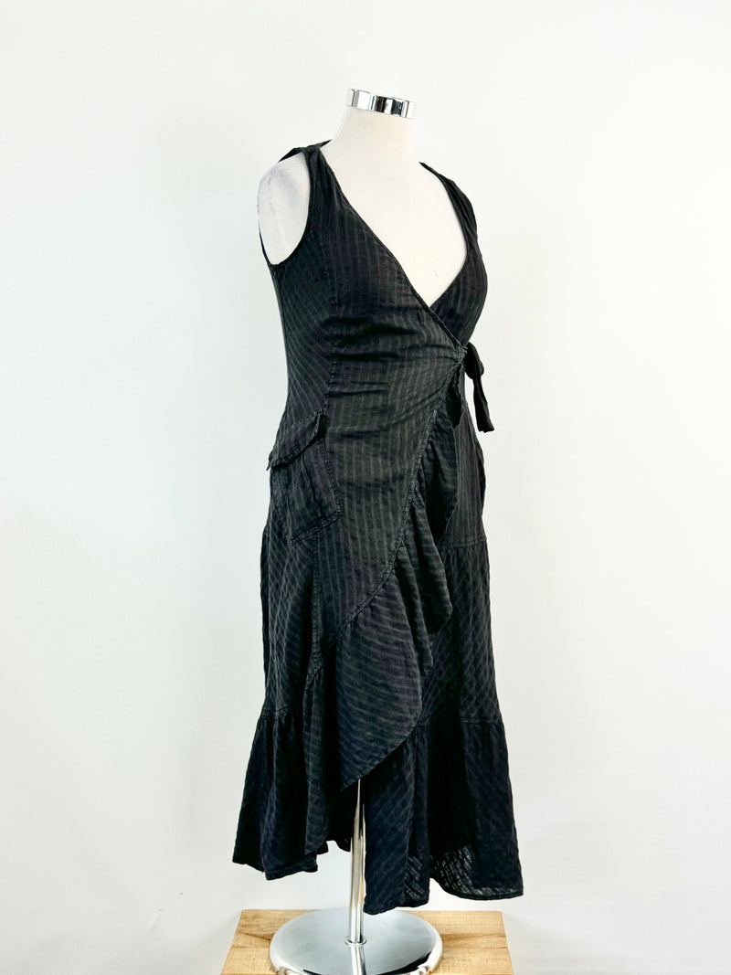 Max Mara Black Cotton Wrap Dress - AU10/12