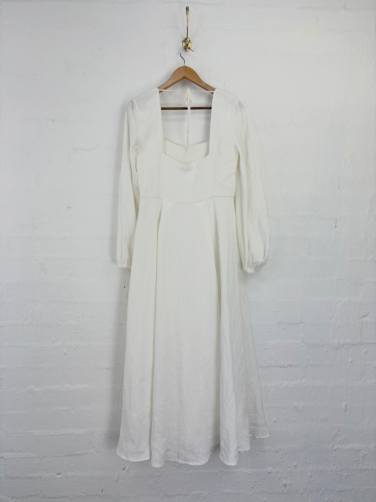 Marle 'Ingrid' Ivory Linen Long Sleeve Midi Dress - AU10