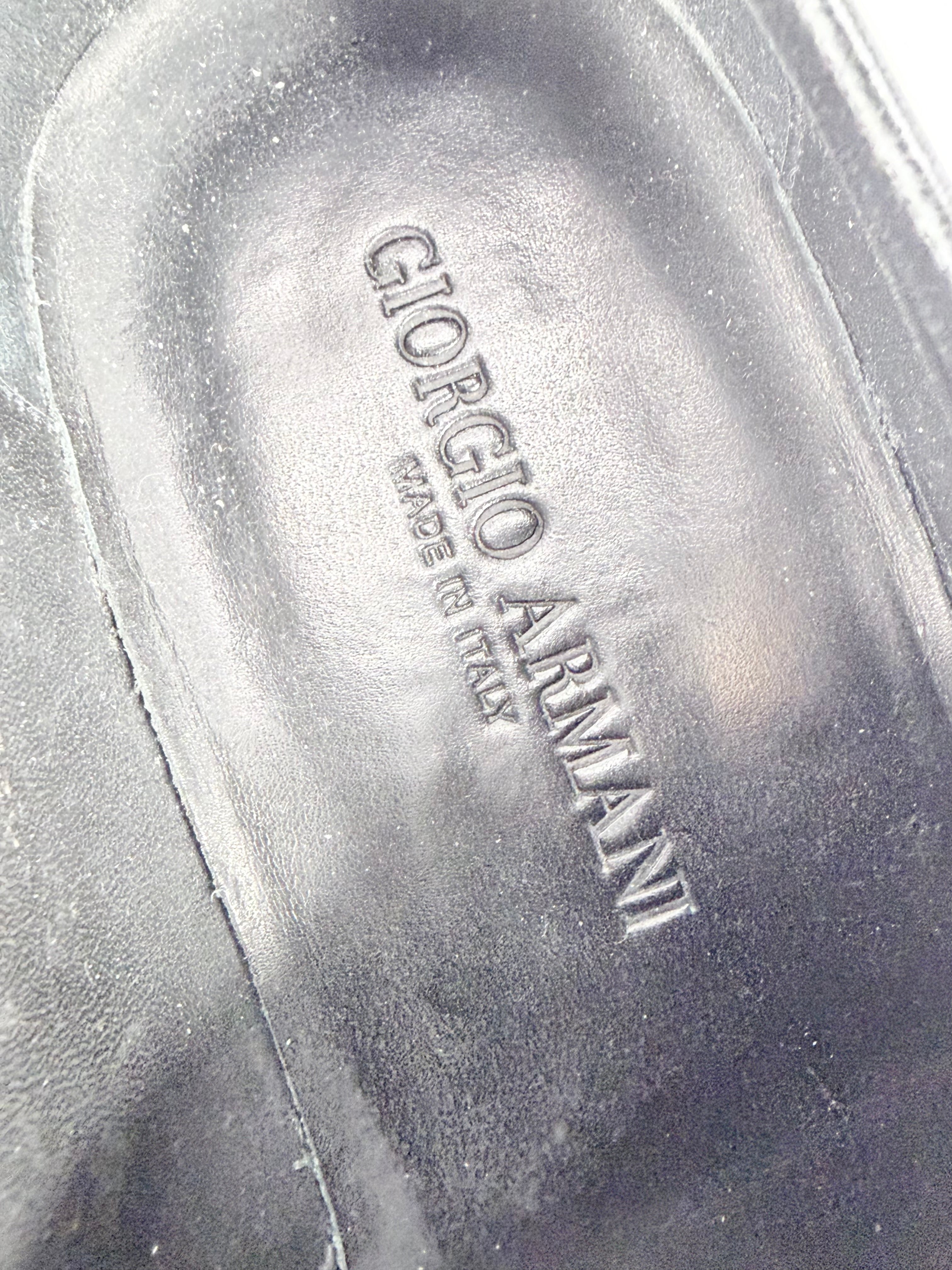 Giorgio Armani Black Pinhole Cut Leather Dress Shoes - EU43