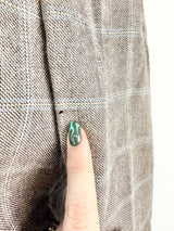 Etro Milano Grey & Blue Plaid Blue Cashmere Blazer - 50