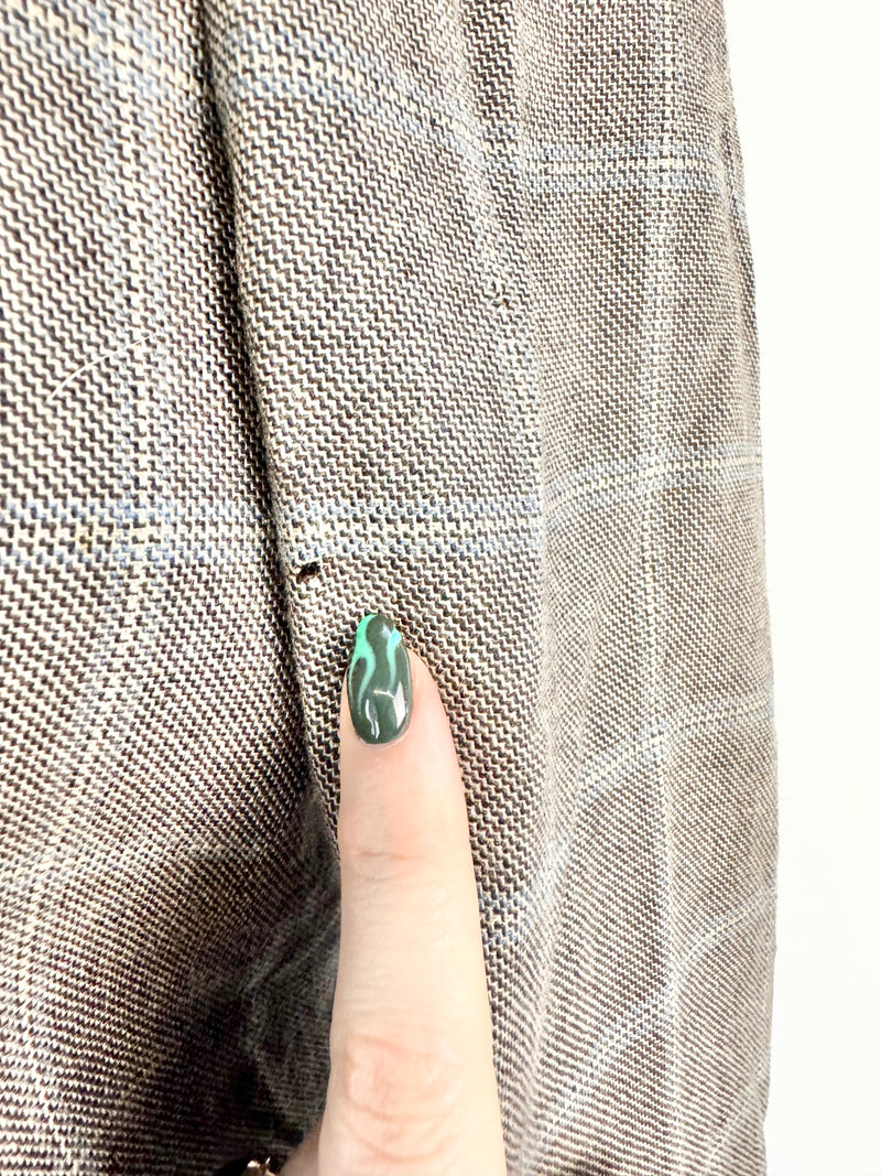 Etro Milano Grey & Blue Plaid Blue Cashmere Blazer - 50