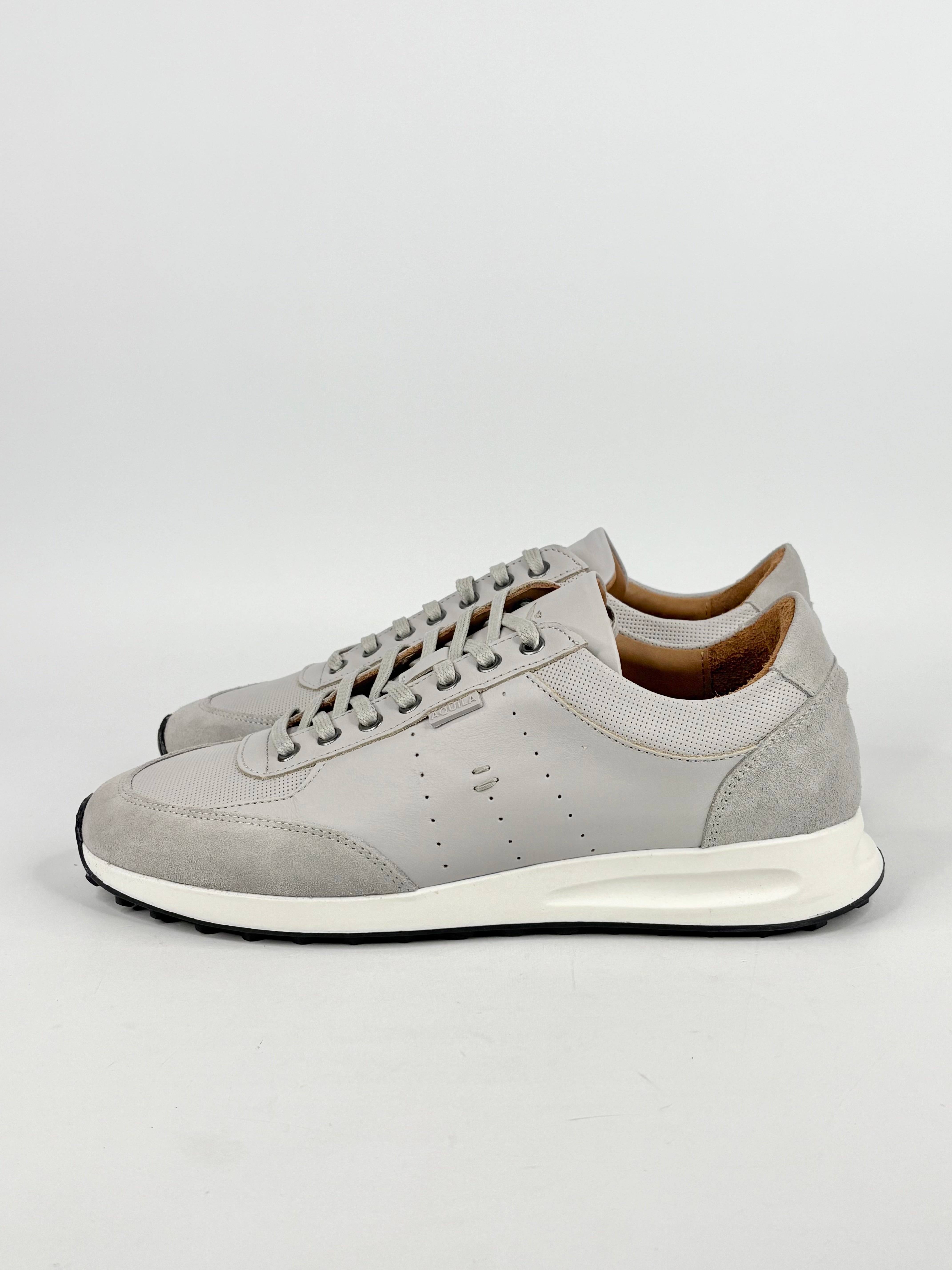 Aquila Light Grey Leather 'Apollo' Sneakers - EU43