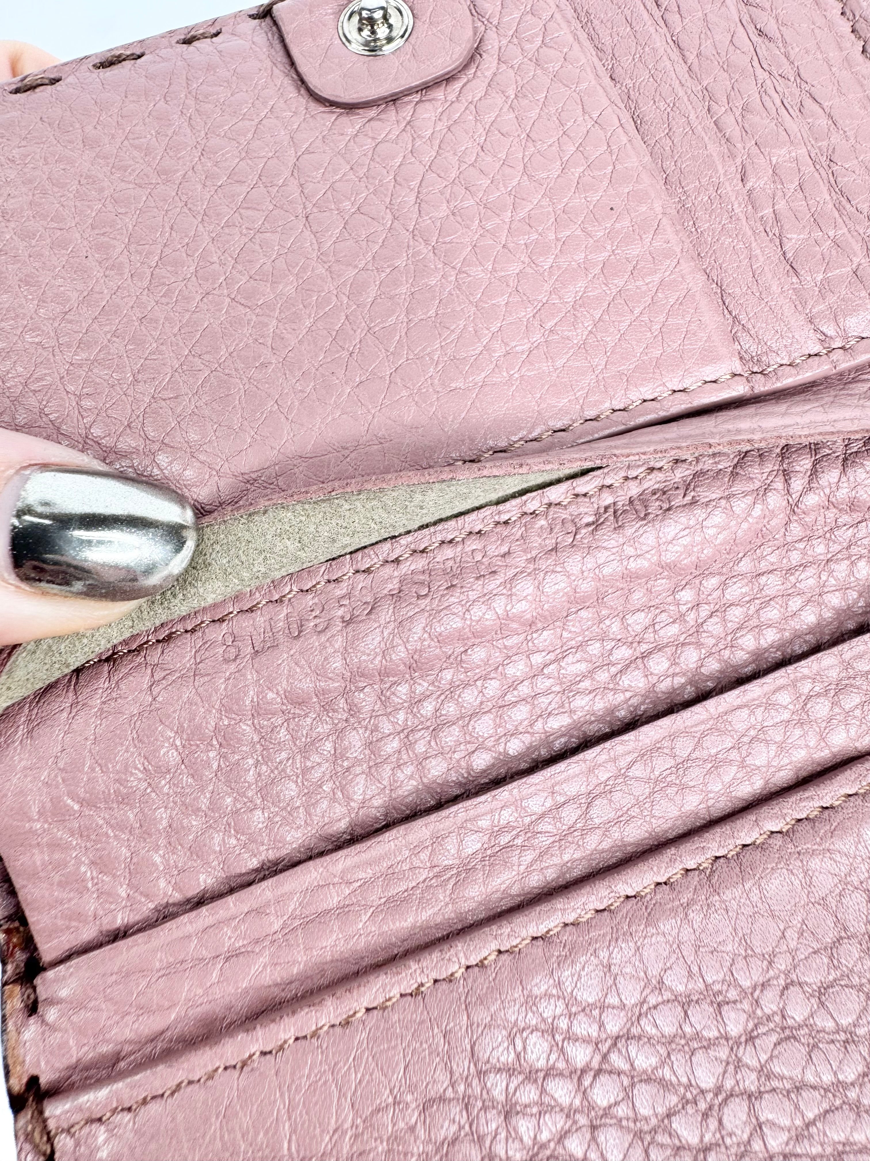 Fendi Blush Pink Peekapoo Tri-Fold Calf Leather Wallet