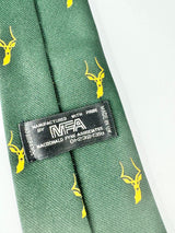 Vintage Forest Green Deer Pattern Tie