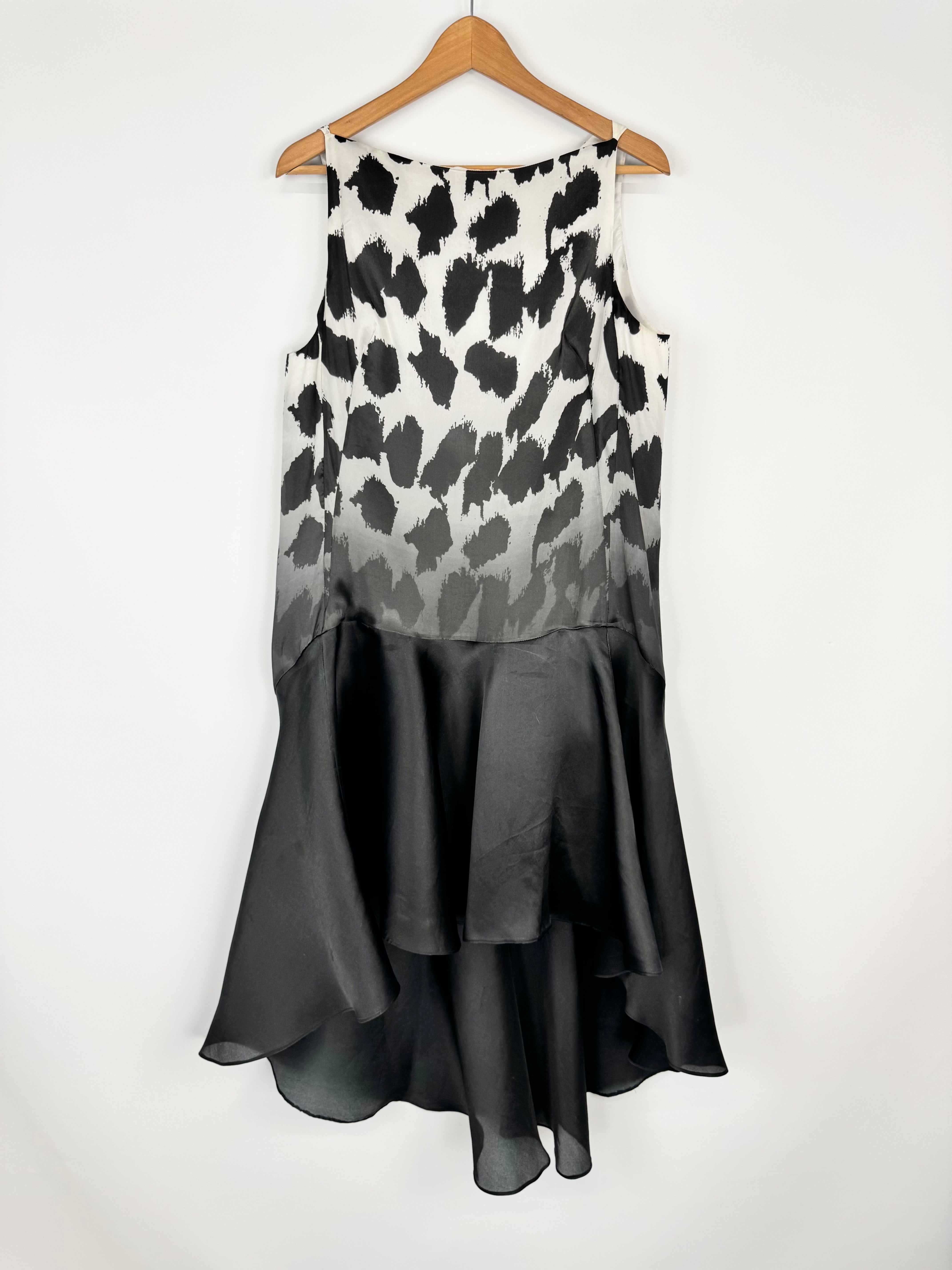 Aurelio Costarella Black & White Silk Ombre Cocktail Dress - AU10
