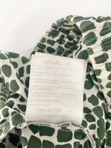 Stella McCartney White & Green Spotted Silk Drawstring Pant - AU8/10