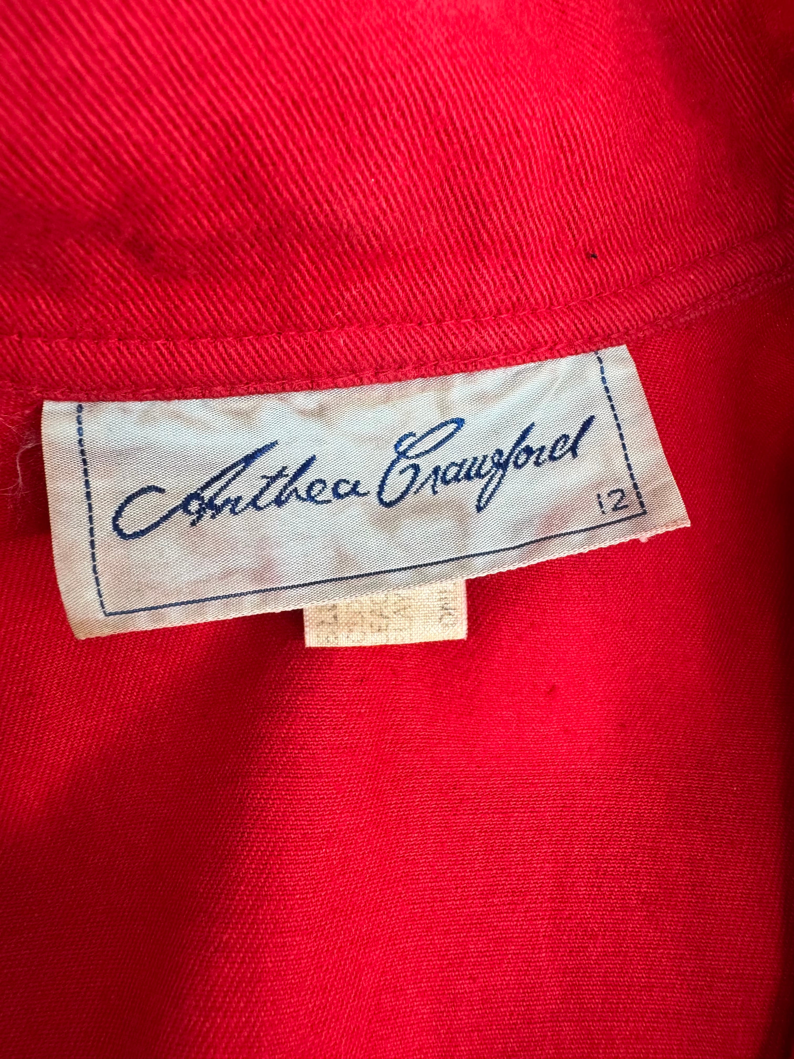 Vintage Anthea Crawford Crimson Utility Dress - AU10/12