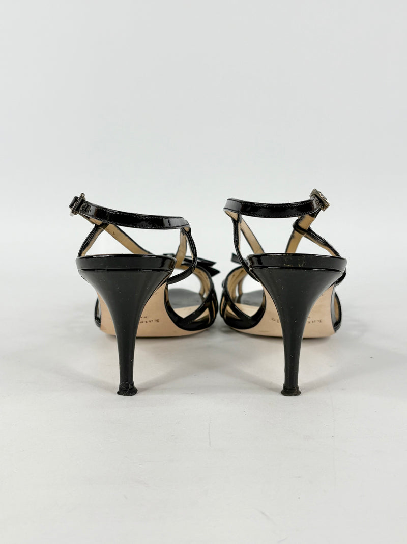 Kate Spade Patent Black Leather 'Sid' Sandals - EU38.5
