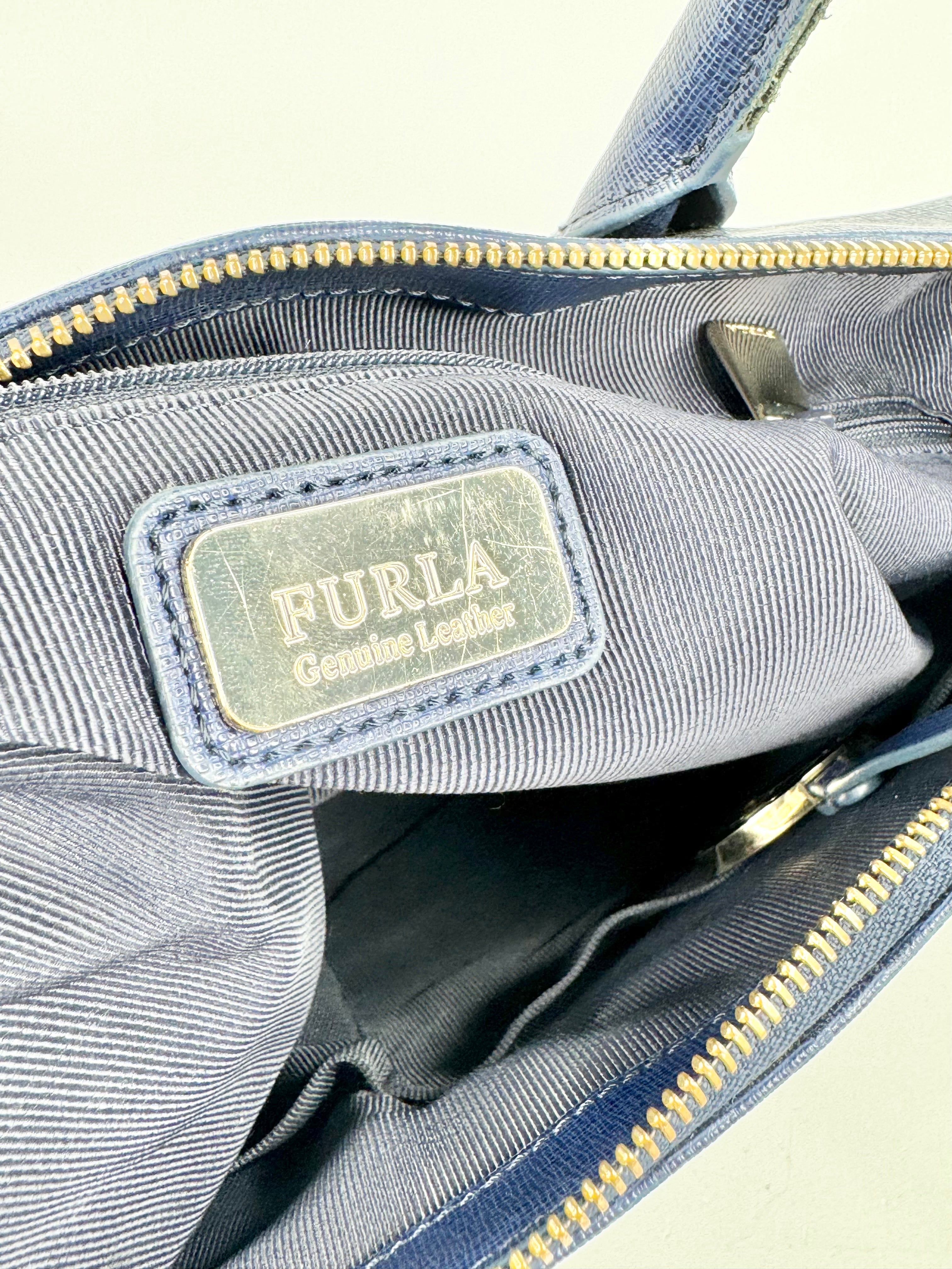 Furla Phalo Blue Leather Handbag