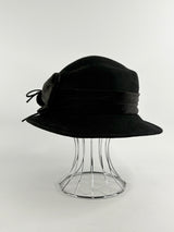 Caterina Lucci Vintage Black Felted Hat