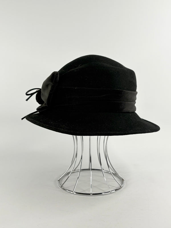 Caterina Lucci Vintage Black Felted Hat