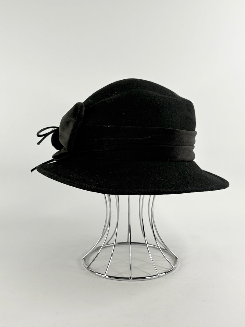 Caterina Lucci Vintage Black Felted Hat