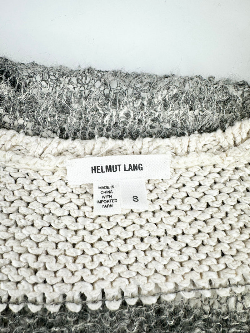 Helmut Lang Cream & Grey Silk & Alpaca Knit Jumper - AU8/10