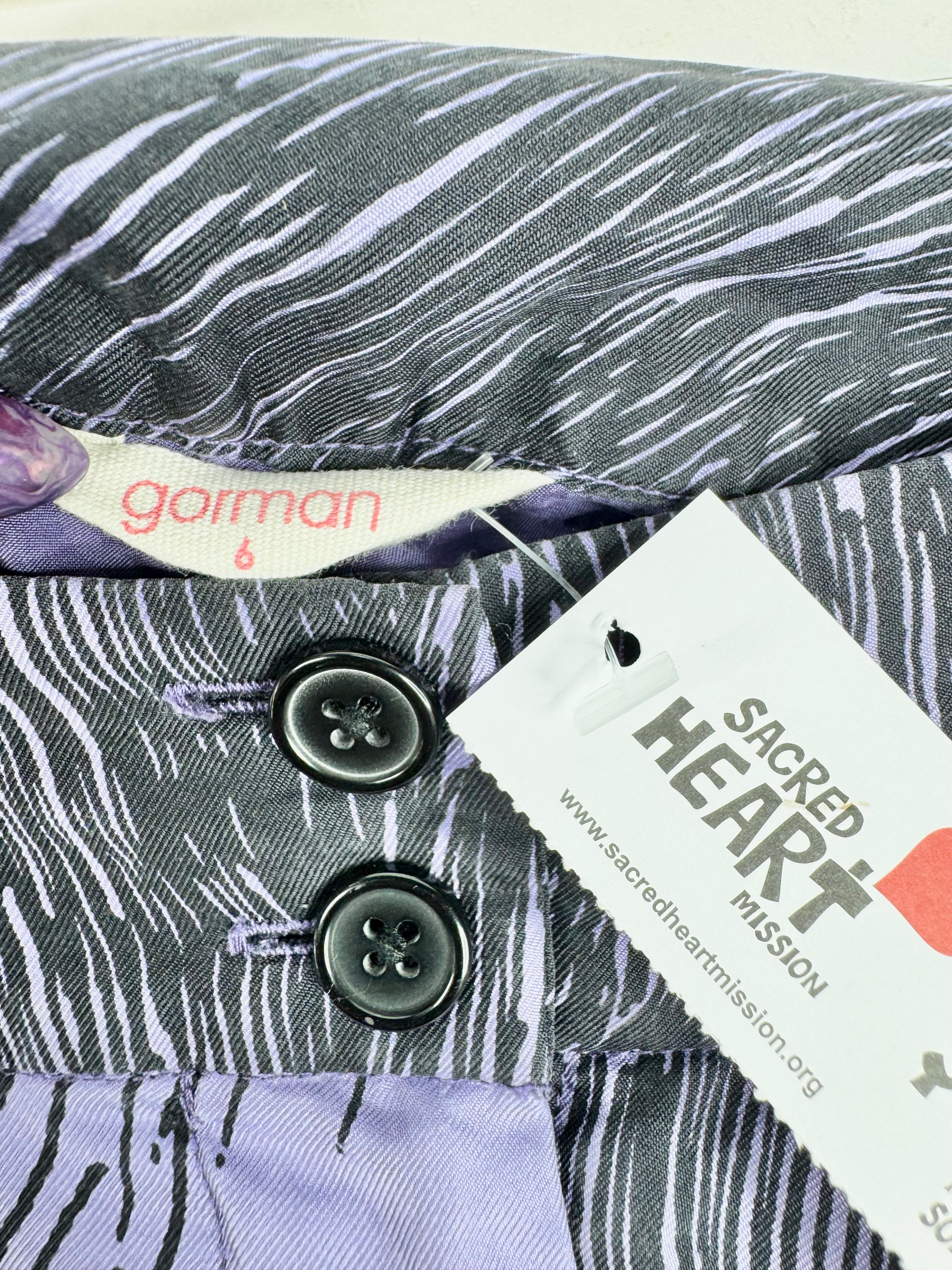 Gorman High Waisted Purple Abstract Print Tapered Leg Pants - S