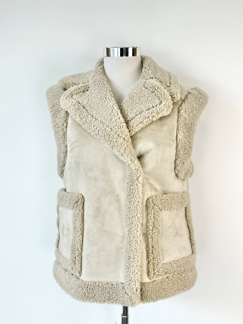 Ena Pelly Taupe Faux Fur Vest - AU10