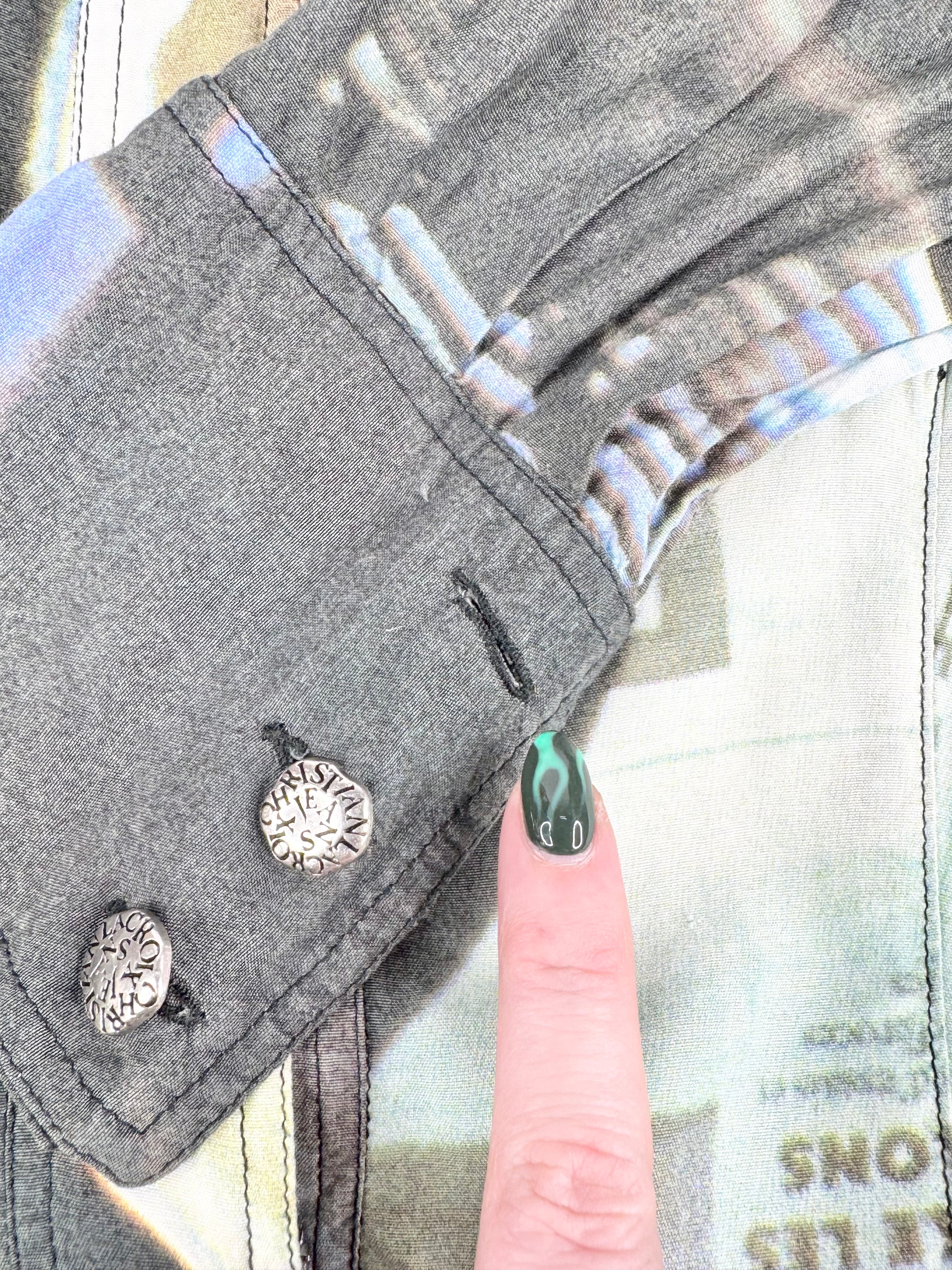 Jeans by Christian Lacroix Blue Fitted Photograph Shirt - AU6/8