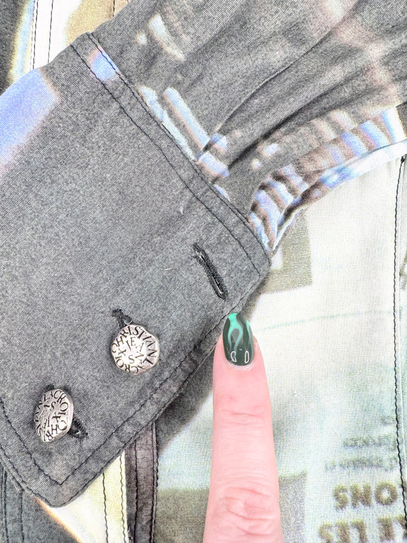 Jeans by Christian Lacroix Blue Fitted Photograph Shirt - AU6/8