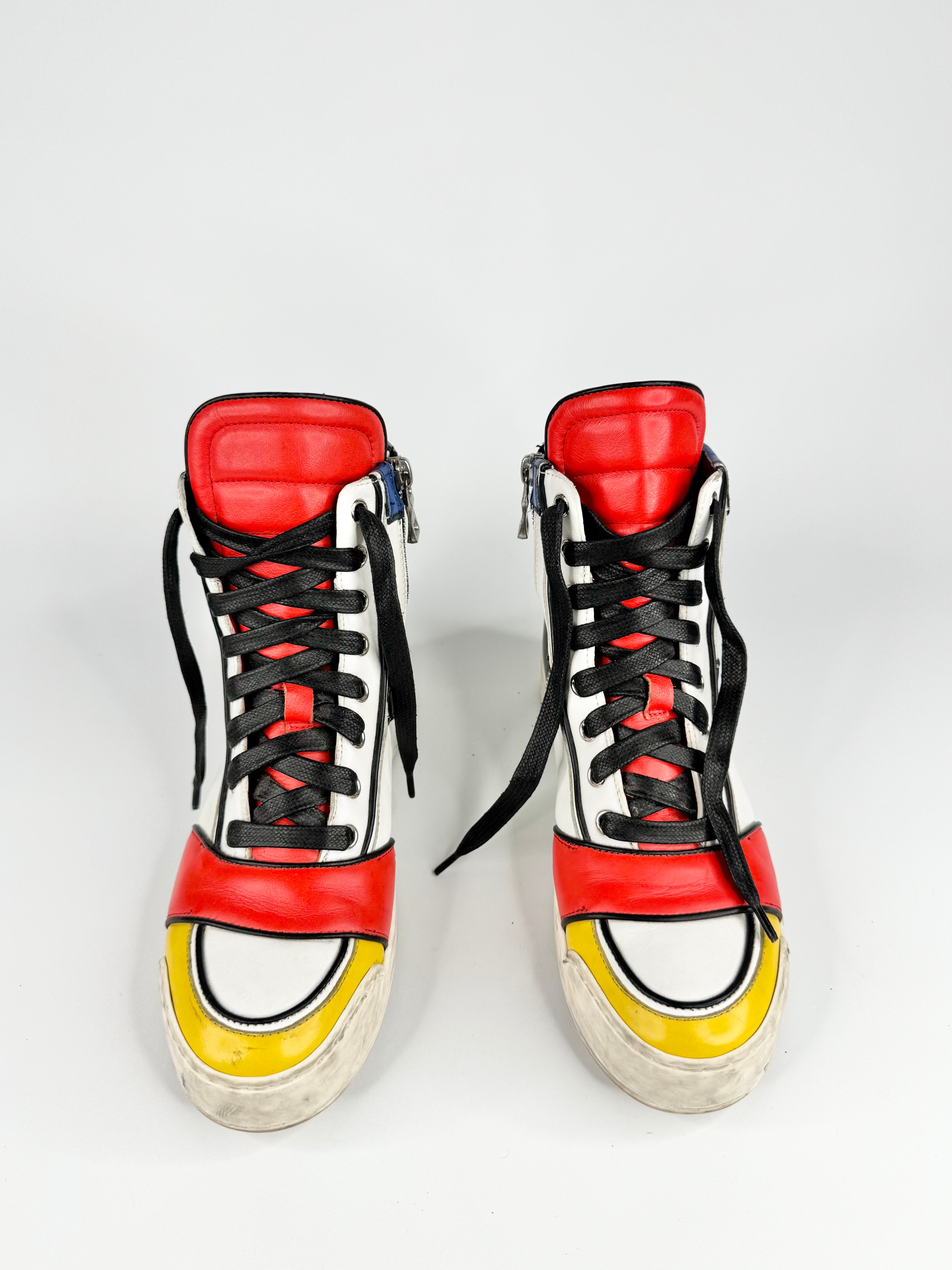 Balmain 2010 era High Top Statement Leather Sneakers - EU36