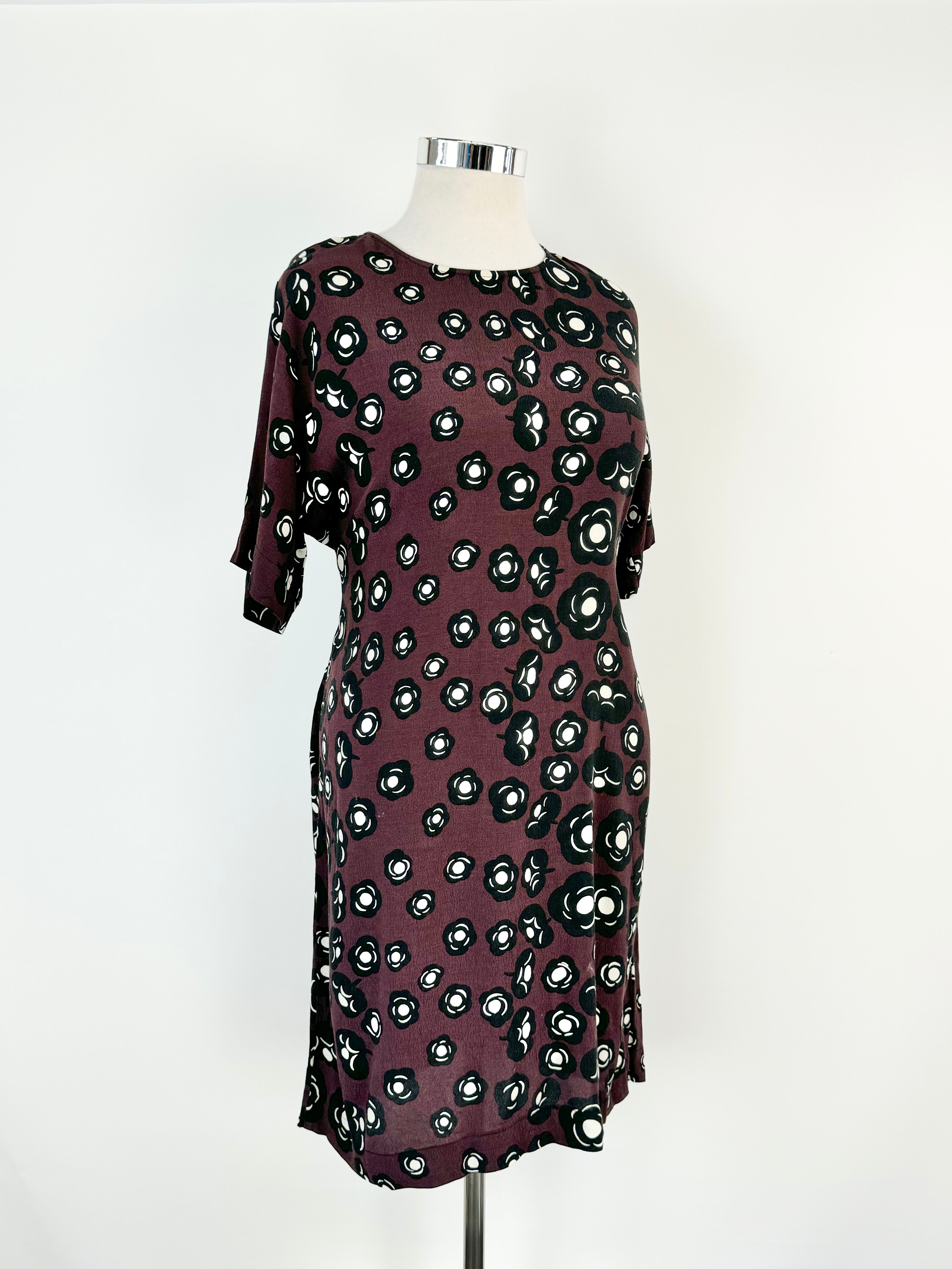 Marimekko 'Tumma' Pattern Red & Black Pattern Dress - AU8/10
