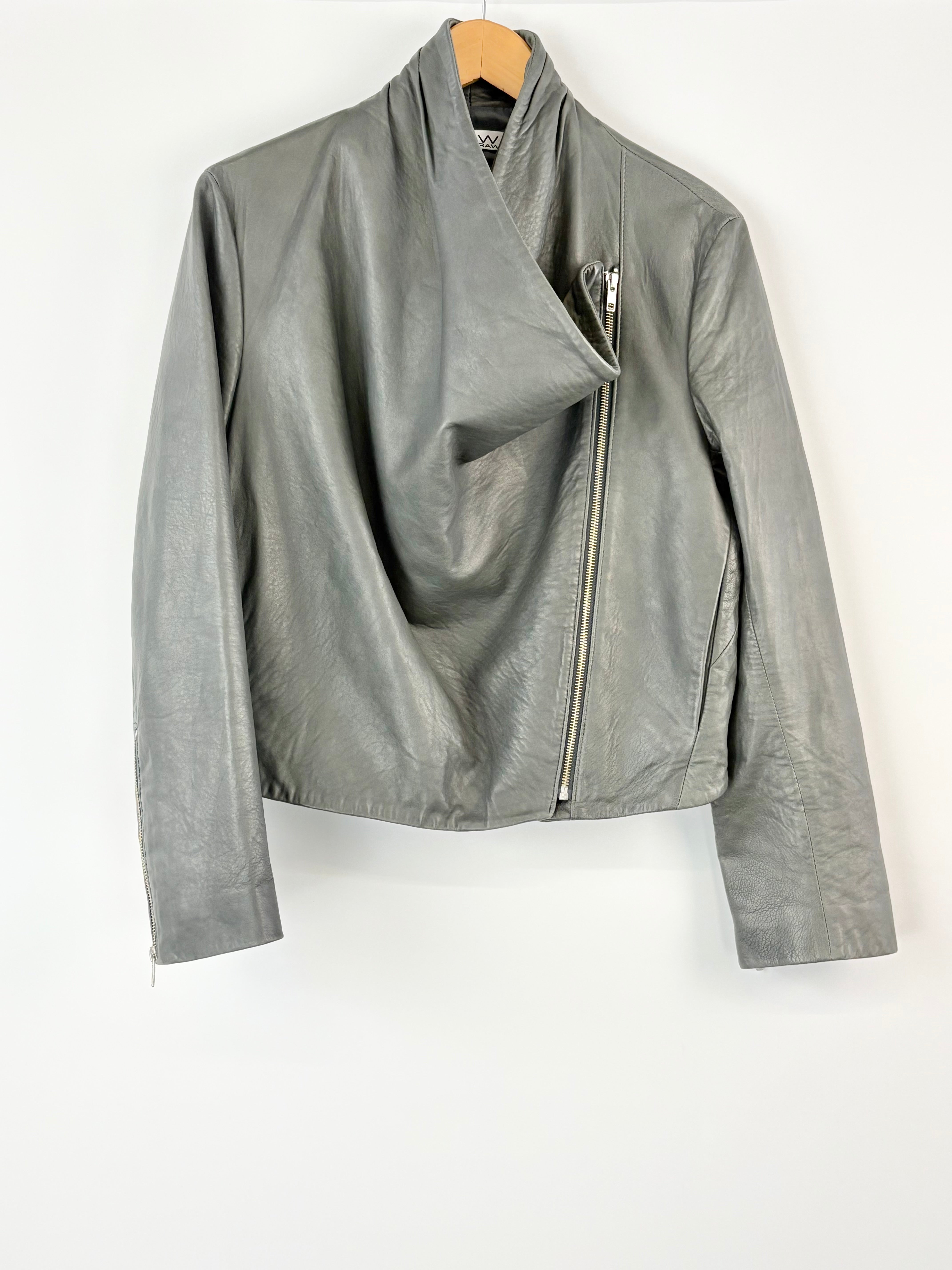 Raw by Raw Slate Leather 'Sandy' Biker Jacket - AU14